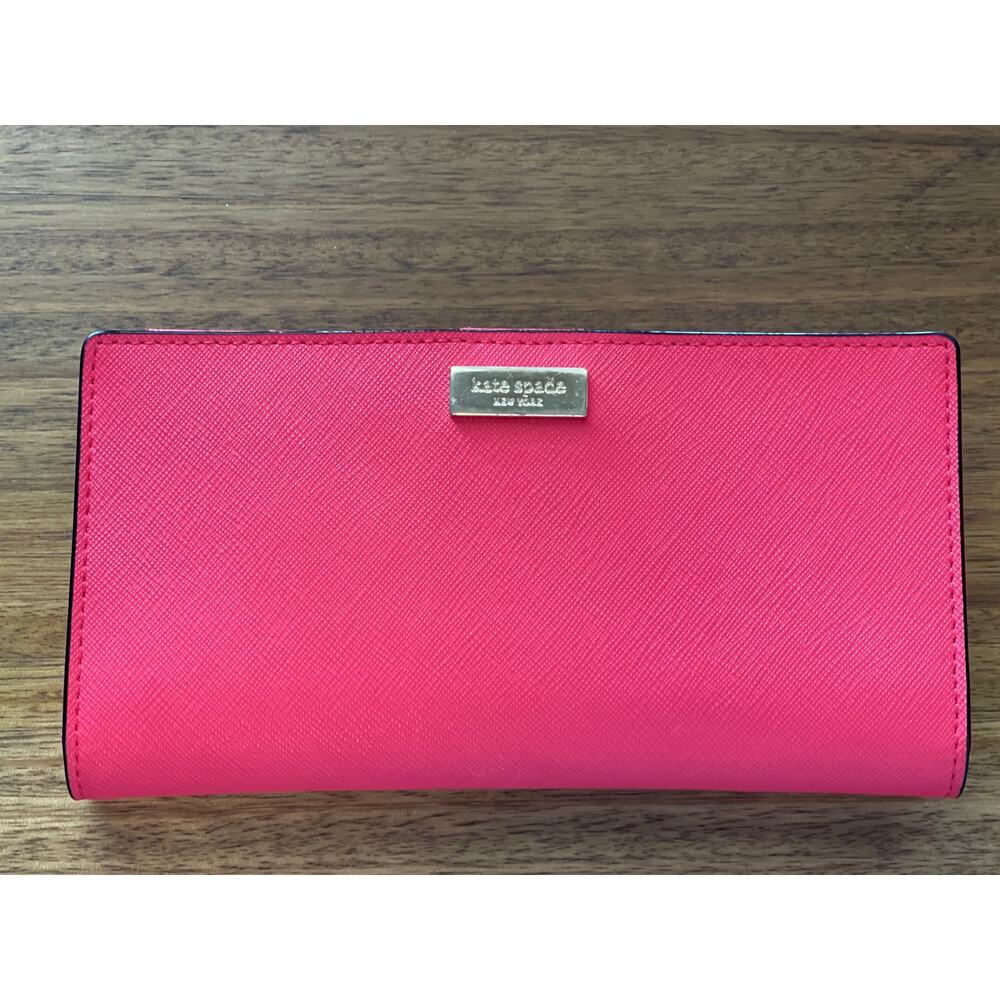 Kate Spade New York Saffiano Bi-fold Wallet in Color Geranium